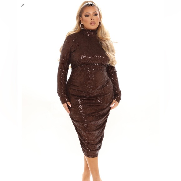 Fashion total star sequin Mindi dress bronze with rouge body con - Picture 1 of 6